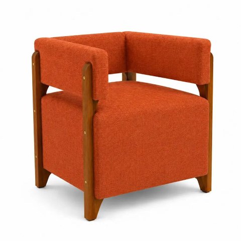 Poltrona Decorativa Dunna Moderna Sala de Estar Recepção Escritório em Linho Movellu Home