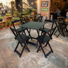 Conjunto Mesa Dobrável Área Externa 70x70cm com 4 Cadeiras Madeira Maciça Preto - 11