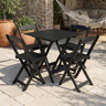 Conjunto Mesa Dobrável Área Externa 70x70cm com 4 Cadeiras Madeira Maciça Preto - 1