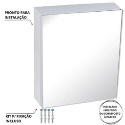 Armário Espelheira + Pia Lavatório 4l + Torneira Reforçada + Sifão Sanfonado + Engate Flexível + Ved - 9