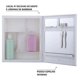Armário Espelheira + Pia Lavatório 4l + Torneira Reforçada + Sifão Sanfonado + Engate Flexível + Ved - 8
