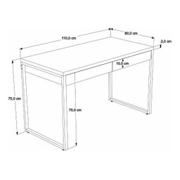 Mesa Escritório Office Estilo Industrial 1,10 M C/ 2 Gavetas - 6