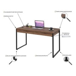 Mesa Escritório Office Estilo Industrial 1,10 M C/ 2 Gavetas - 5