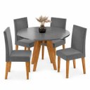 Ver imagem 2 de Conjunto Sala de Jantar 4 Lugares Redondo Tampo de MDF Lorrana Cobre/Cinza - Casa Giulia