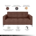 Ver imagem 3 de Sofá Living Decorativo Houston 2 Lugares 200cm Pés em Metal Pu Marrom G33 - Gran Belo