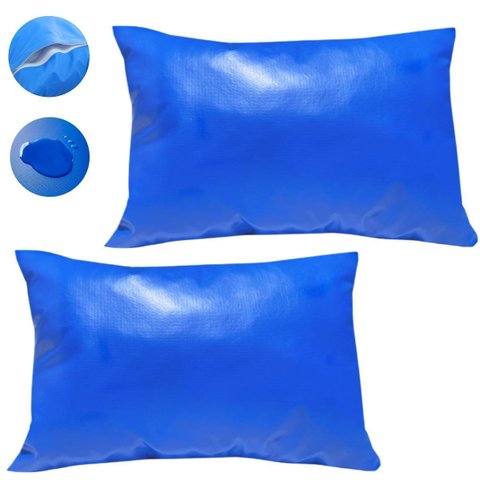 Kit Capa de Travesseiro Fronha Impermeável Napa Premium Hospitalar Fechamento em Velcro - Azul Royal