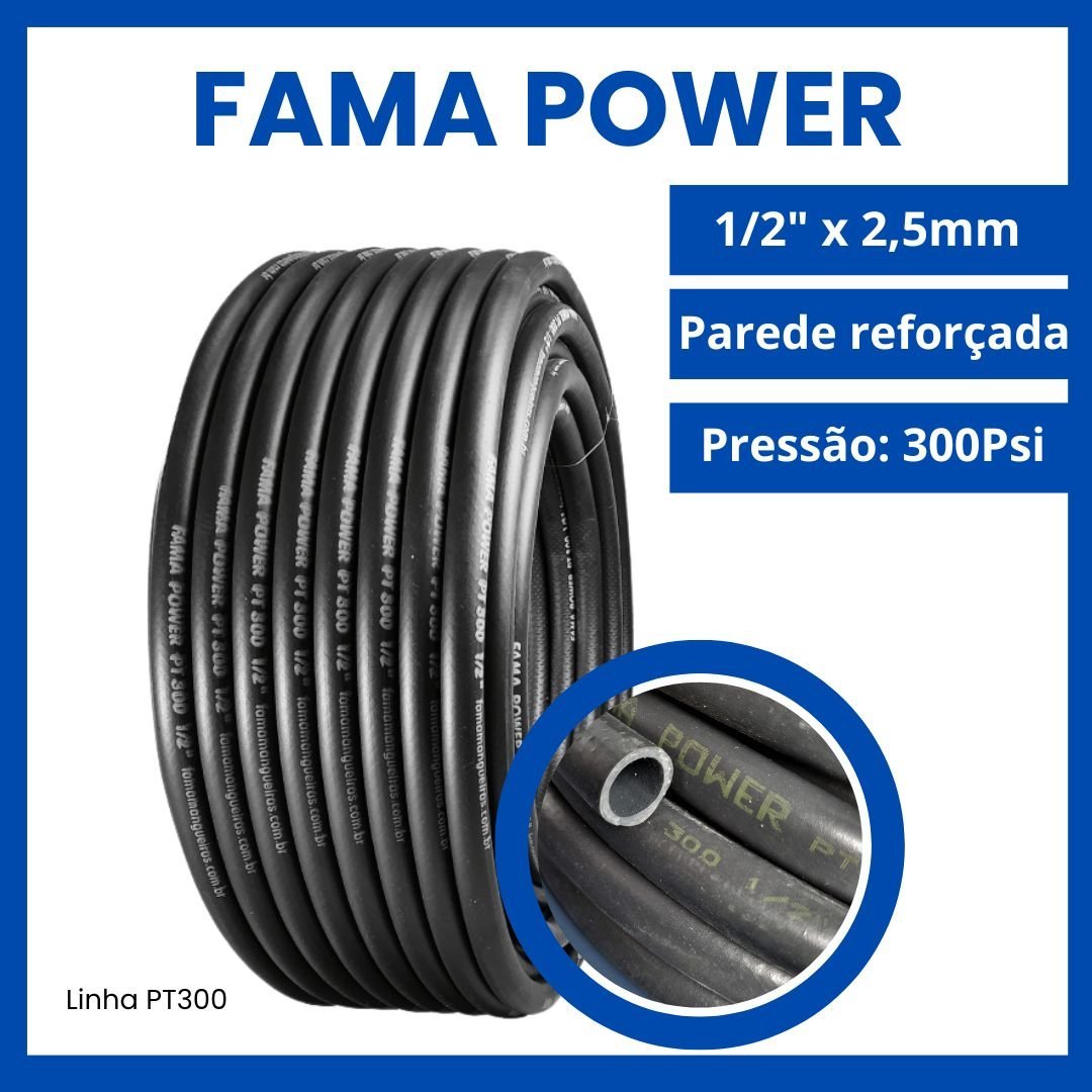 Mangueira Trançada Fama Pt 300 - Power - 1/2x2,5 30 Metros - 2