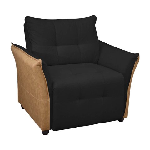 Cadeira Decorativa Poltrona Boston para Sala Bouclé e Corino:preto