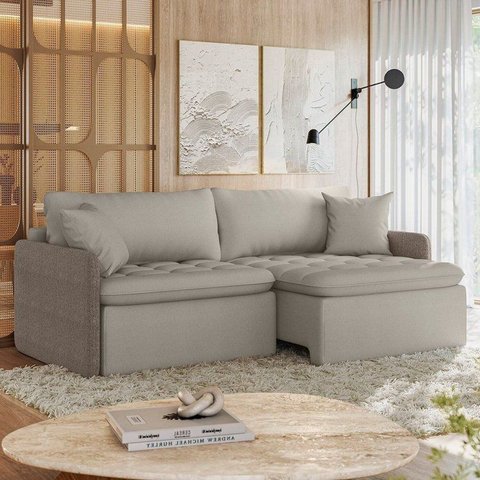 Sofá Cama Retrátil e Reclinável 3 Lugares Bipartido 234cm Belmopã Yescasa