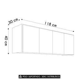 Armário Aéreo Multiuso Lavanderia 118cm Monna Grafite Z34 - Mpozenato - 4