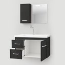 Ver imagem 3 de Kit Gabinete Armario para Banheiro com Cuba e Espelho 73cm Quality Fimap Montado Grafite
