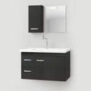 Ver imagem 2 de Kit Gabinete Armario para Banheiro com Cuba e Espelho 73cm Quality Fimap Montado Grafite