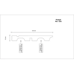 Rodapé de MDF 12cmX15mmX2,40m com Friso 1203  - 2