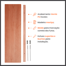 Prateleira 80cm Verniz Mel Madeira Maciça com Suporte Invisivel - 4