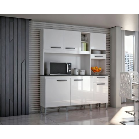Armário Cozinha Completa Bárbara 6 Portas 1 Gaveta Mdp/mdf Poquema Móveis
