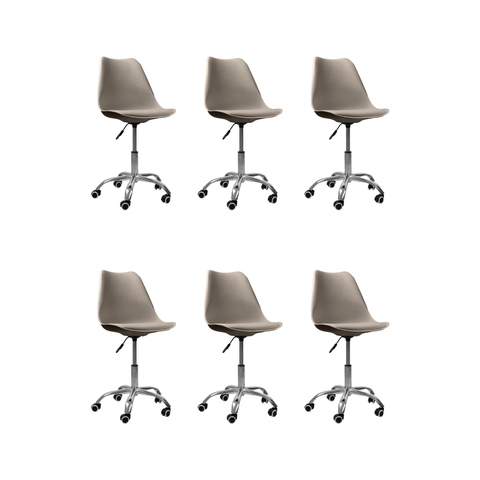 Cadeira Office Base Cromada Oficial com Rodízio Giratória Saarinen - Bege - 6