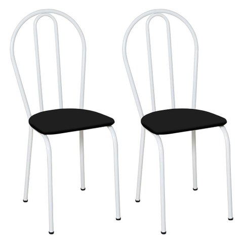 Kit 2 Cadeiras de Cozinha Texas Liso Preto Pés de Ferro Branco - Pallazio