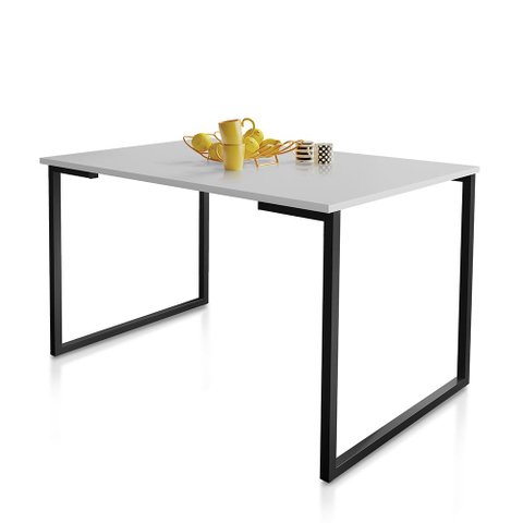 Mesa de Jantar Steel Estilo Industrial Pés de Aço 120x80cm Preto/branco