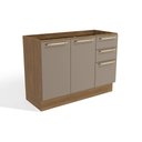 Ver imagem 1 de Balcão de Pia Cozinha Botanic 120cm 02 Portas 03 Gavetas M624 Kappesberg - Nogueira/fendi