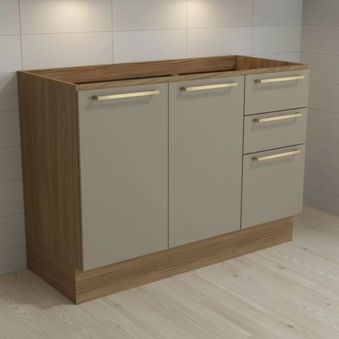 Balcão de Pia de Cozinha 120cm 02 Portas 03 Gavetas Botanic Kappesberg