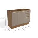 Ver imagem 2 de Balcão de Pia de Cozinha 120cm 02 Portas 03 Gavetas Botanic Kappesberg