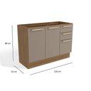 Ver imagem 5 de Balcão de Pia Cozinha Botanic 120cm 02 Portas 03 Gavetas M624 Kappesberg - Nogueira/fendi