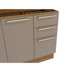 Balcão de Pia Cozinha Botanic 120cm 02 Portas 03 Gavetas M624 Kappesberg - Nogueira/fendi - 3