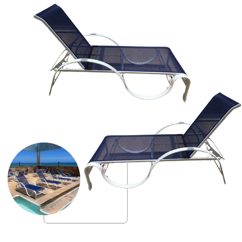 Kit 2 Cadeiras Espreguiçadeiras Piscina Jardim Aluminio Tela	azul Marinho