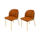 Ver imagem 1 de Kit 2 Cadeiras Jantar Aurora Corino Caramelo Metal Dourado