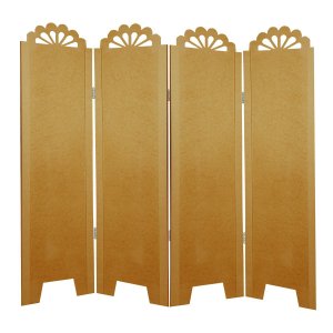 Biombo Liso com Detalhes 4 Folhas sem Pezinhos