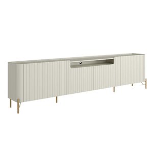 Rack para Sala 260cm com 4 Portas Brise Pés Metal 100% Mdf Cor:luna com Dourado