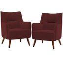 Ver imagem 1 de Kit 02 Poltronas Decorativa Fixa Pés de Madeira Isabella D02 Veludo Marsala C-278 - Lyam Decor