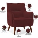 Ver imagem 3 de Kit 02 Poltronas Decorativa Fixa Pés de Madeira Isabella D02 Veludo Marsala C-278 - Lyam Decor