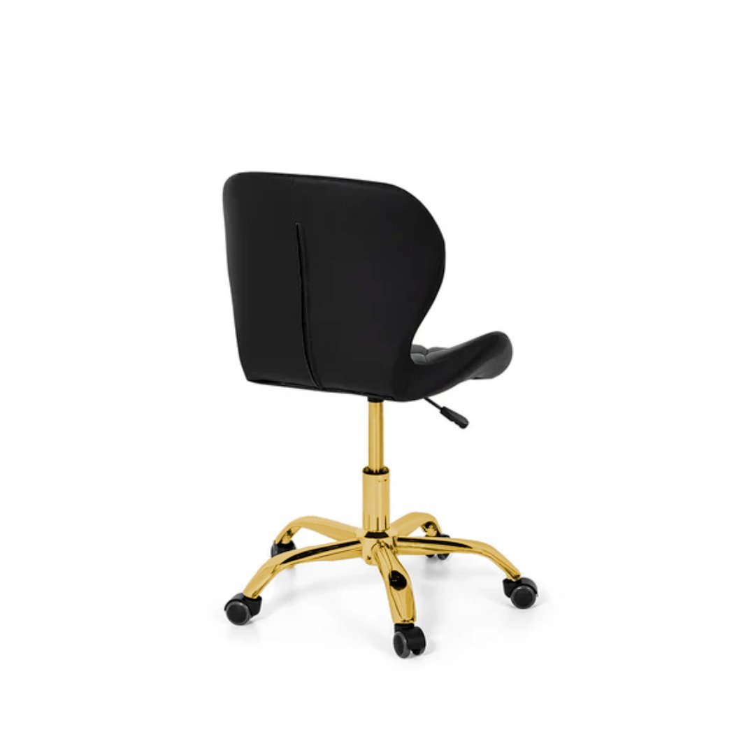 Cadeira Office Eiffel Slim Base Giratória Preta - Gold - 1