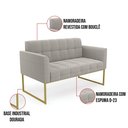 Ver imagem 3 de Sofá Namoradeira 2 Lugares Industrial Dourado Elisa Bouclê Cinza D03 - D'Rossi
