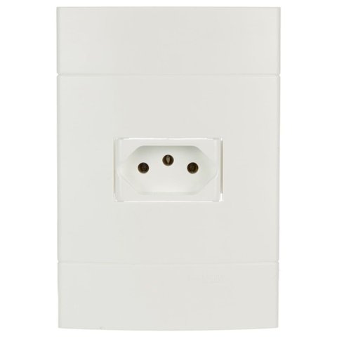 Conjunto Tomada 2 Pinos + Terra 10 Amperes 250 Volts Branco Lunare - Prm444721 - Schneider Conj.toma