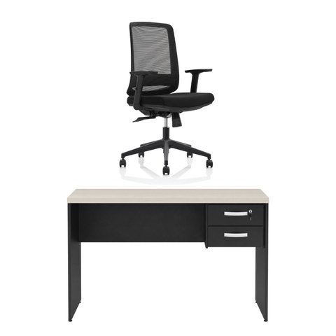 Kit Mesa de Escritório 120x60cm com Gaveta + Cadeira Netflex