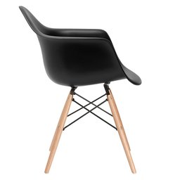 KIT - 12 x cadeiras Charles Eames Eiffel DAW com braços - Base de madeira clara - Preto - 3
