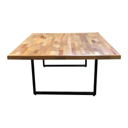 Mesa Industrial Apolo Quadrada 1,50x1,50 Madeira Maciça Taúri de Marchetaria com Ferragem Preta - 3