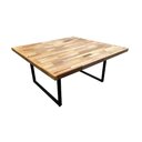 Ver imagem 1 de Mesa Industrial Apolo Quadrada 1,50x1,50 Madeira Maciça Taúri de Marchetaria com Ferragem Preta