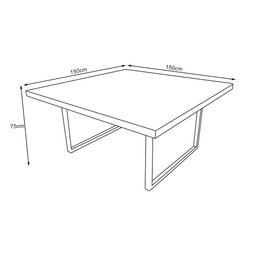 Mesa Industrial Apolo Quadrada 1,50x1,50 Madeira Maciça Taúri de Marchetaria com Ferragem Preta - 4