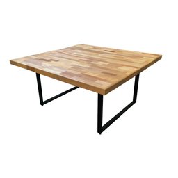 Mesa Industrial Apolo Quadrada 1,50x1,50 Madeira Maciça Taúri de Marchetaria com Ferragem Preta - 2