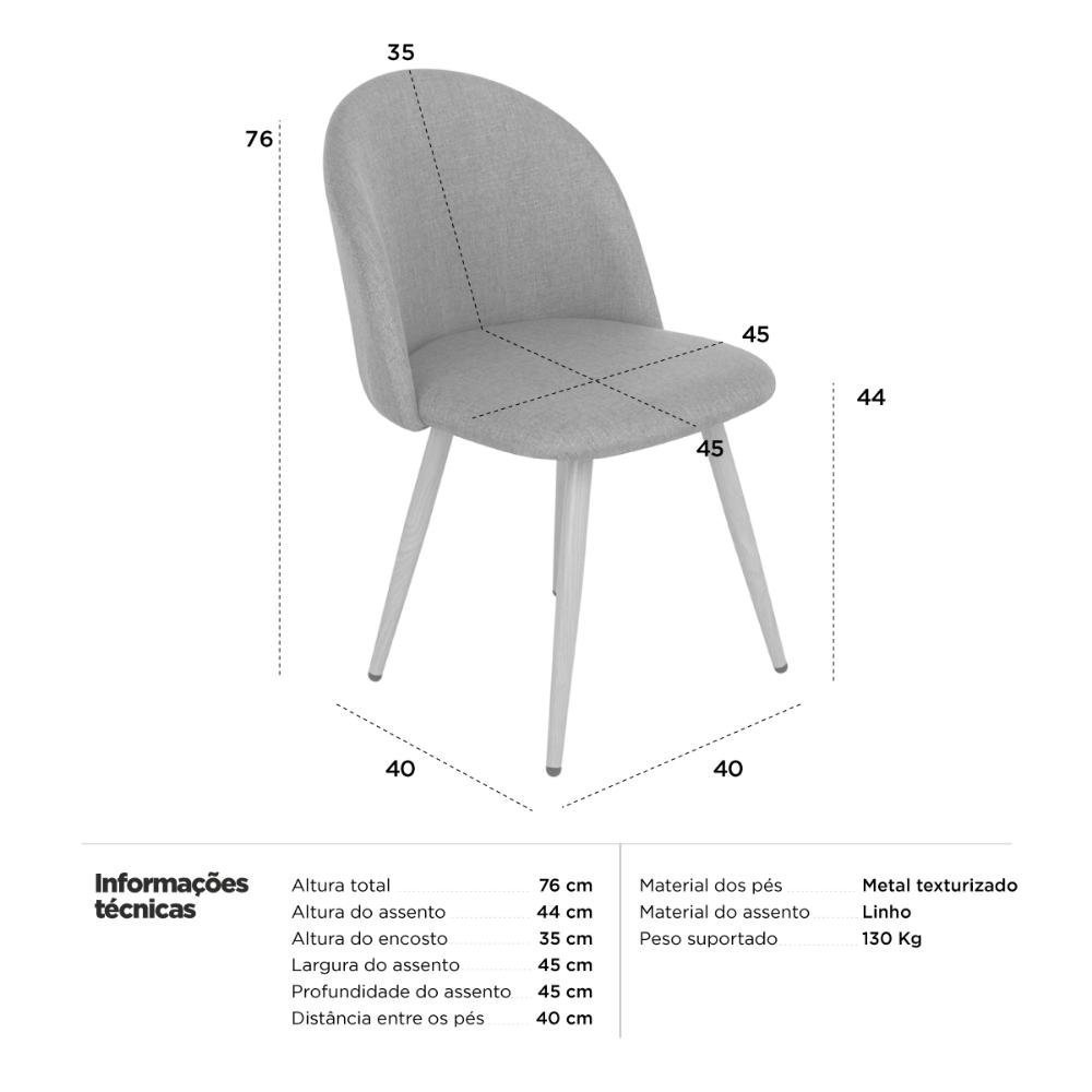 Cadeira estofada jantar cozinha Maite Sedona linho - 6