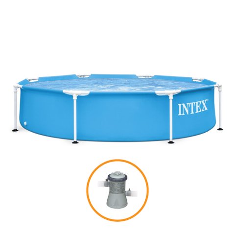Piscina Estrutural Metal Galvanizado 1.828 Litros Com Bomba Filtrante Intex - 110v