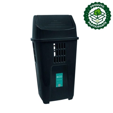 Lixeira Basculante 50 Litros Plasvale Eco Preto