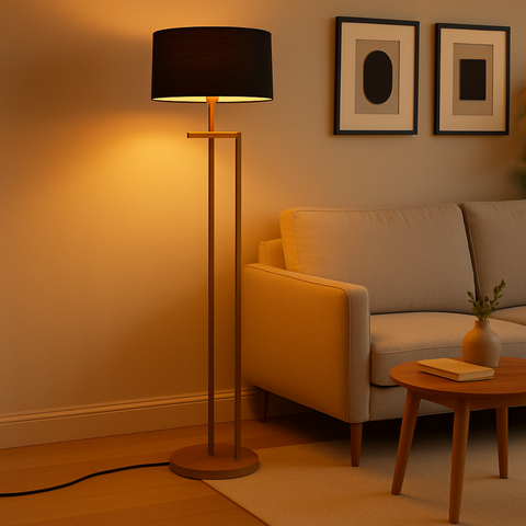 Luminaria Salone Abajur de Chao Moderno Sala Quarto:preto/champanhe