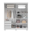 Ver imagem 3 de Guarda-roupa Casal Athena 2 Portas 3 Gavetas 100% Mdf Branco - Acp Móveis