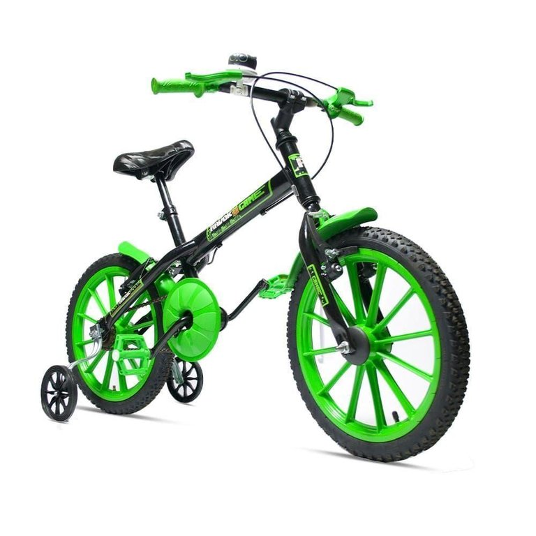 Bicicleta Bike Infantil Aro 16 Ravok com Rodinhas 3 a 7 Anos Cor:verde Bicicleta Bike Infantil Aro 16 Ravok com Rodinhas 3 a 7 Anos Cor:verde