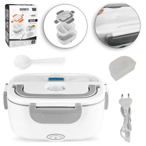 Marmita Eletrica Portatil com Colher + 2 Divisorias e Trava Bivolt 1500ml 22x15x9,5cm