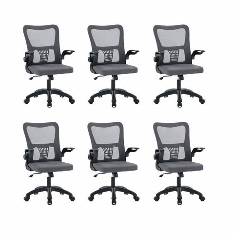 Kit 6 Cadeiras de Escritório Diretor Baltimore com Sistema Relax Preto Rivatti